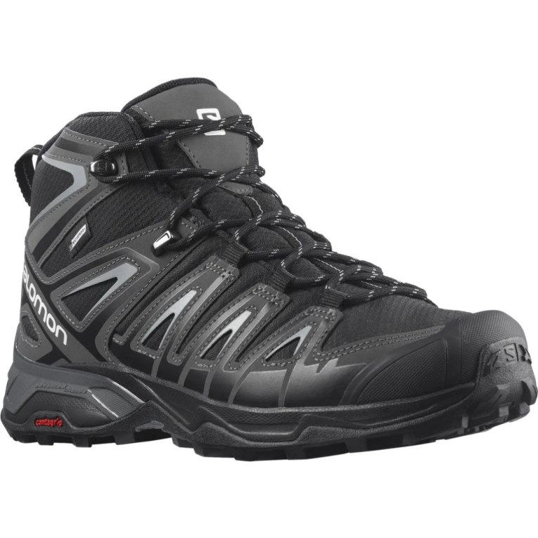 Black Salomon X Ultra Pioneer Mid CSWP Men's Hiking Boots | IE ZG3486